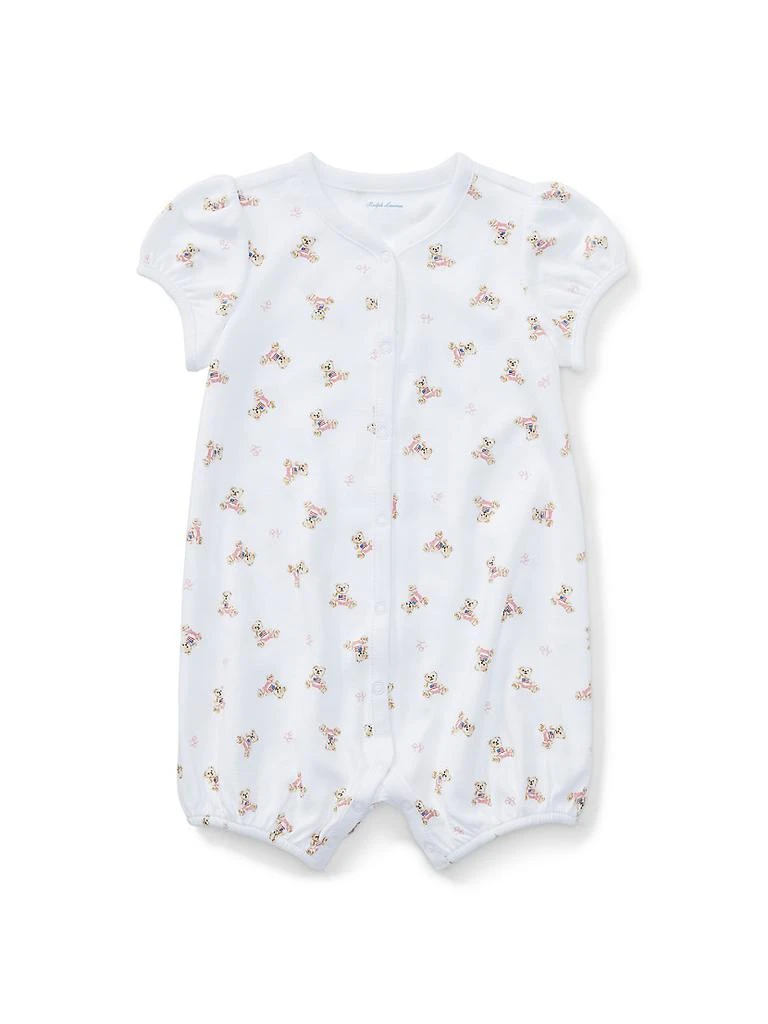 商品Ralph Lauren|Baby Girl's Interlocked Polo Bear Shortall,价格¥261,第1张图片