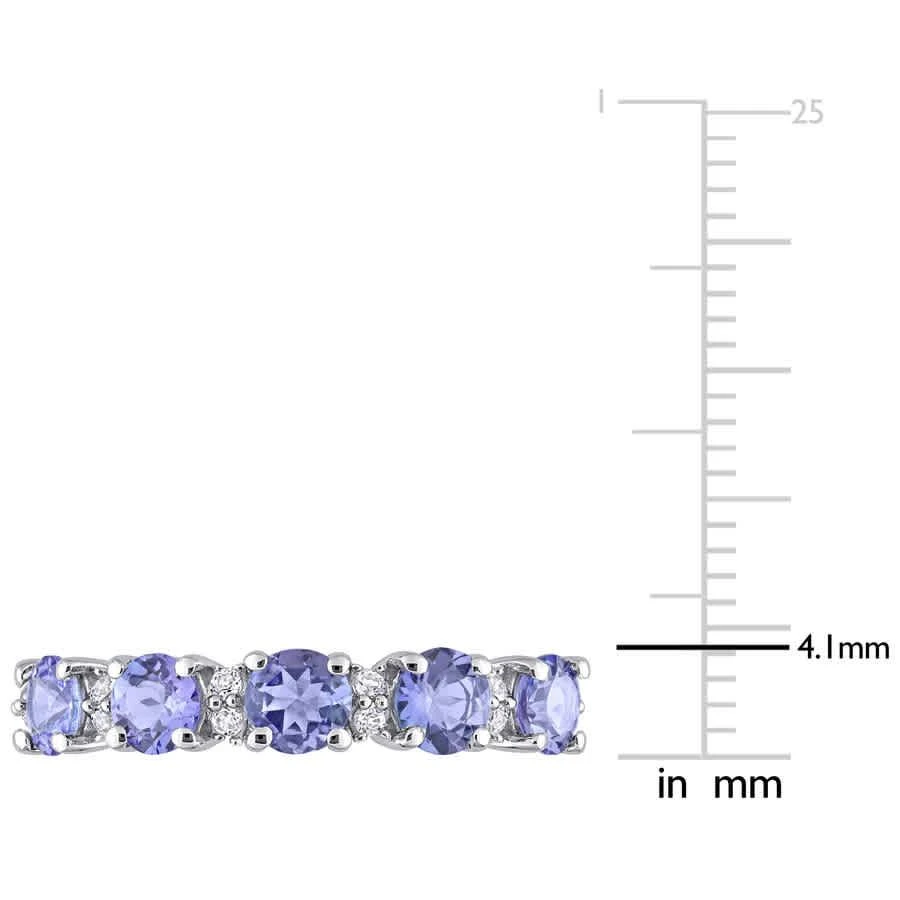 商品Amour|1 1/2 CT TGW Tanzanite and White Topaz Semi Eternity Ring in Sterling Silver,价格¥1190,第3张图片详细描述