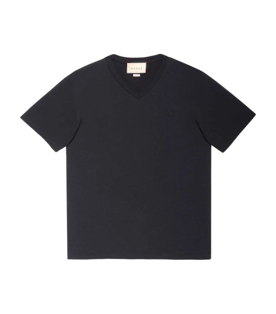 商品Gucci|Embroidered V-Neck Cotton T-Shirt,价格¥3784,第1张图片