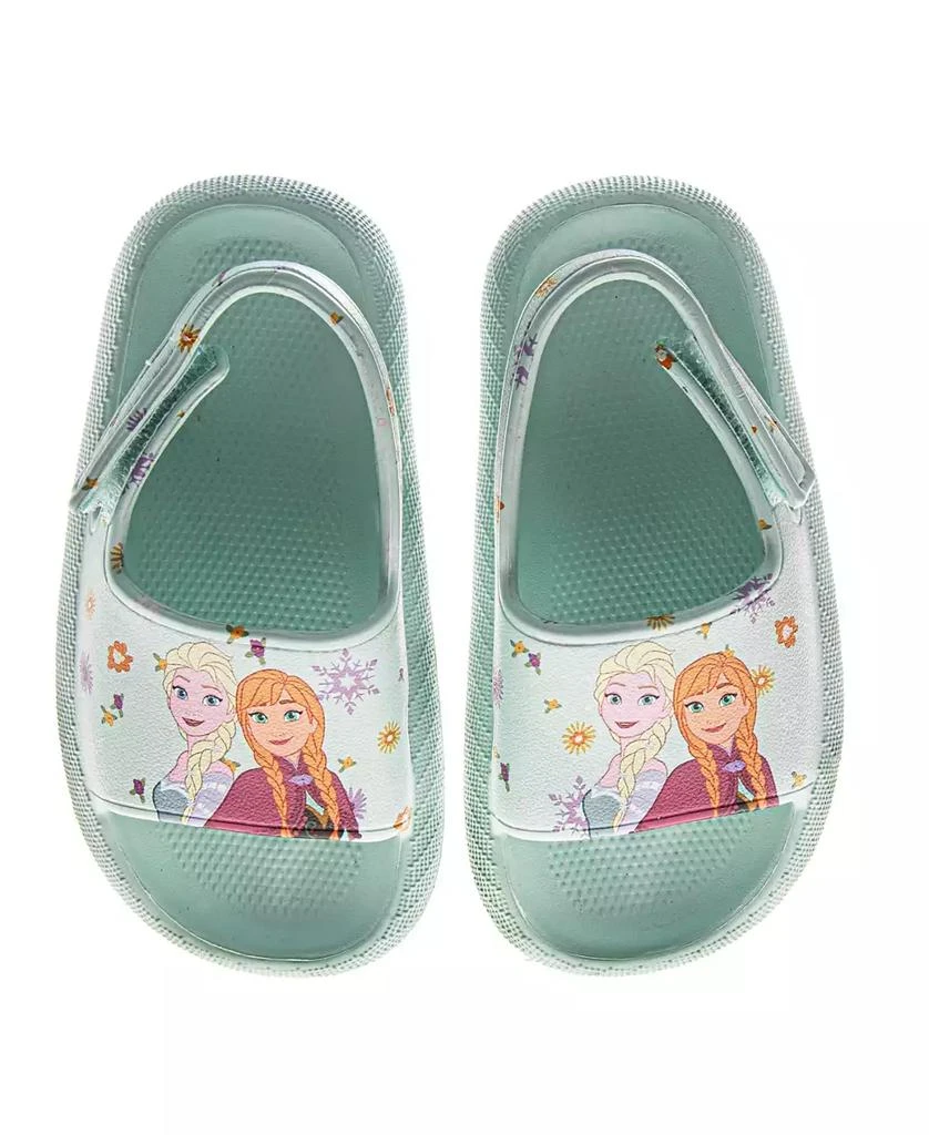商品Disney|Toddler Girls Frozen Anna and Elsa Hook and Loop Backstrap Slides,价格¥221,第1张图片