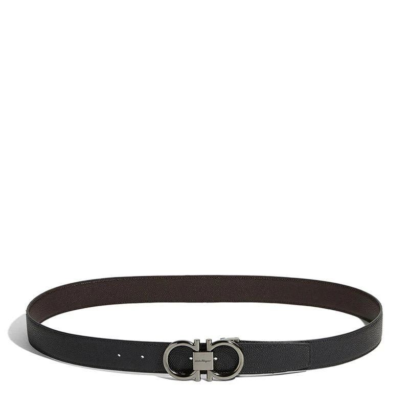 商品Salvatore Ferragamo|SALVATORE FERRAGAMO 菲拉格慕 男士黑色牛皮板扣式双面皮带腰带 67-9938-698949,价格¥4657,第1张图片详细描述