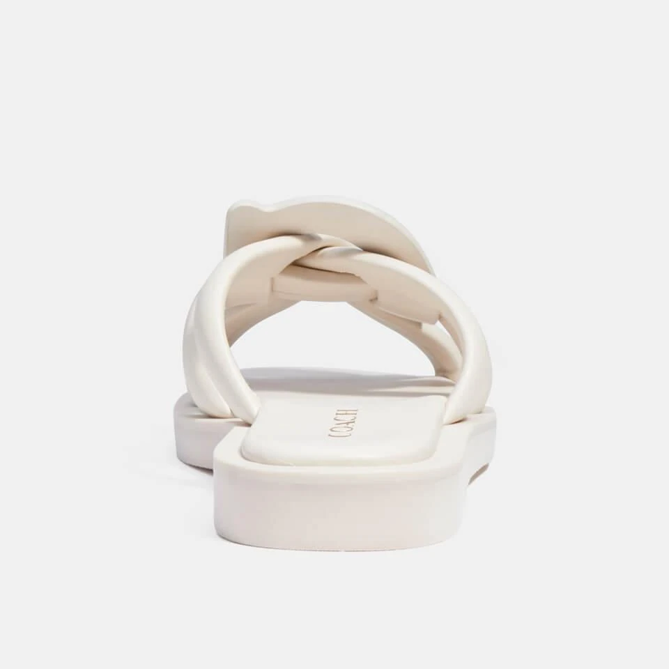 商品Coach|COACH WOMEN'S GEORGIE LEATHER SLIDE SANDALS - CHALK,价格¥867,第4张图片详细描述
