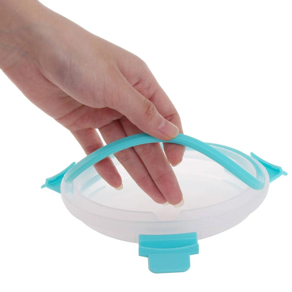 商品Home Basics|Home Basics Leak Proof 13 oz.  Round Borosilicate Glass Food Storage Container with Air-tight Plastic Lid, Turquoise,价格¥111,第3张图片详细描述