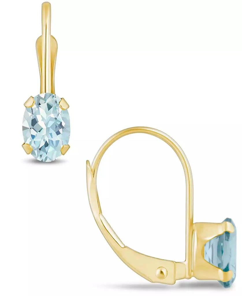 商品Macy's|Aquamarine (9/10 Ct. T.W.) Leverback Earrings in 10K Yellow Gold or White Gold,价格¥889,第1张图片