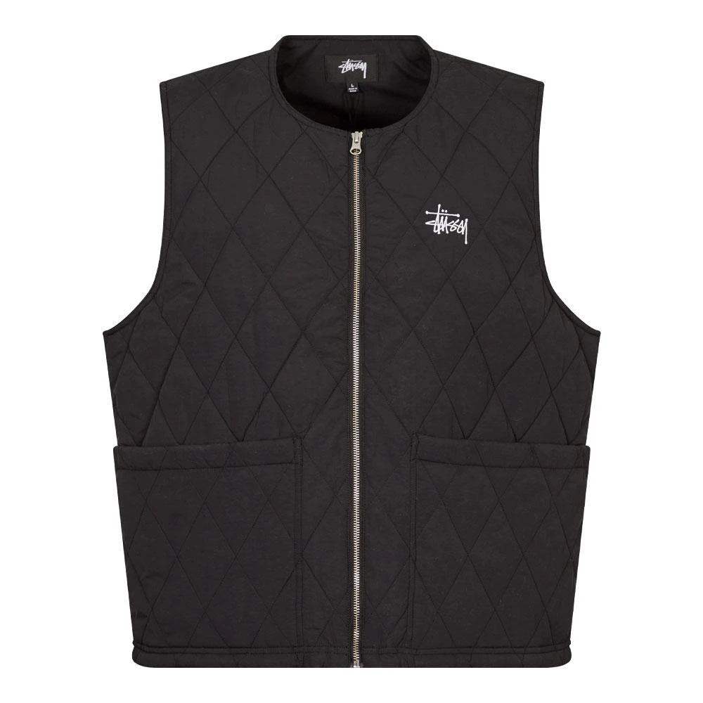 商品STUSSY|Stussy Diamond Quilted Vest - Black,价格¥1183,第1张图片