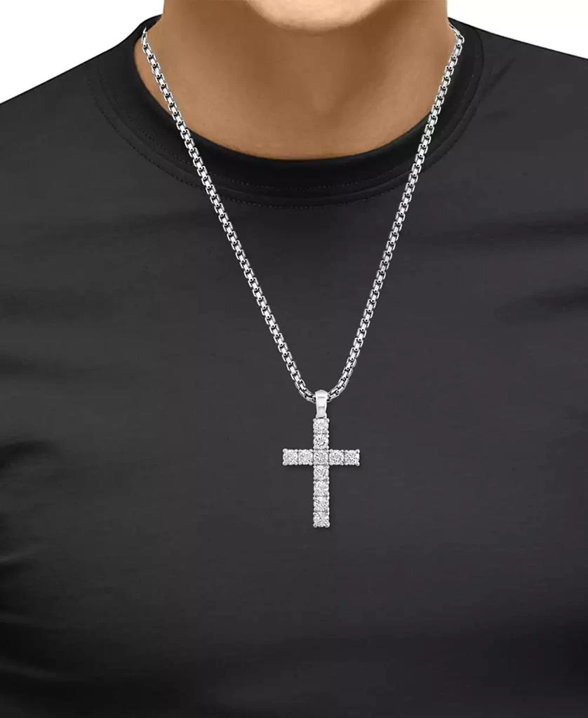 商品Effy|EFFY® Men's Zircon Cross 22" Pendant Necklace in Sterling Silver,价格¥2544,第2张图片详细描述