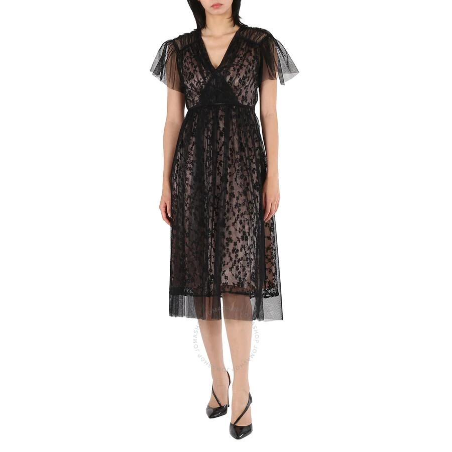 商品Burberry|Ruffled Hem Embroidered Tulle Dress In Black,价格¥6135,第1张图片