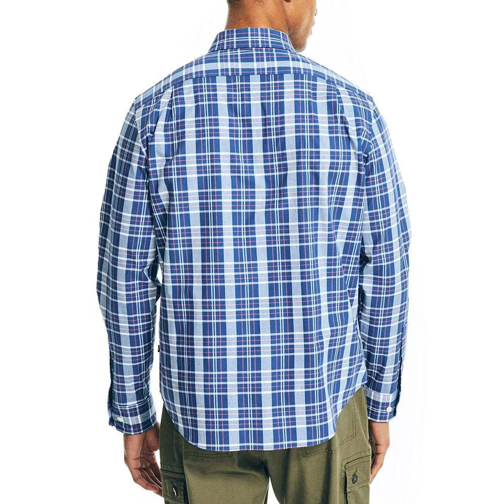 商品Nautica|Men's Classic-Fit Long-Sleeve Plaid Poplin Shirt,价格¥472,第2张图片详细描述