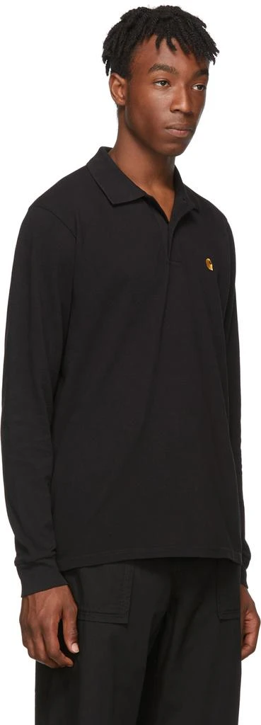 商品Carhartt WIP|Black Piqué Chase Long Sleeve Polo Polo衫,价格¥322,第2张图片详细描述