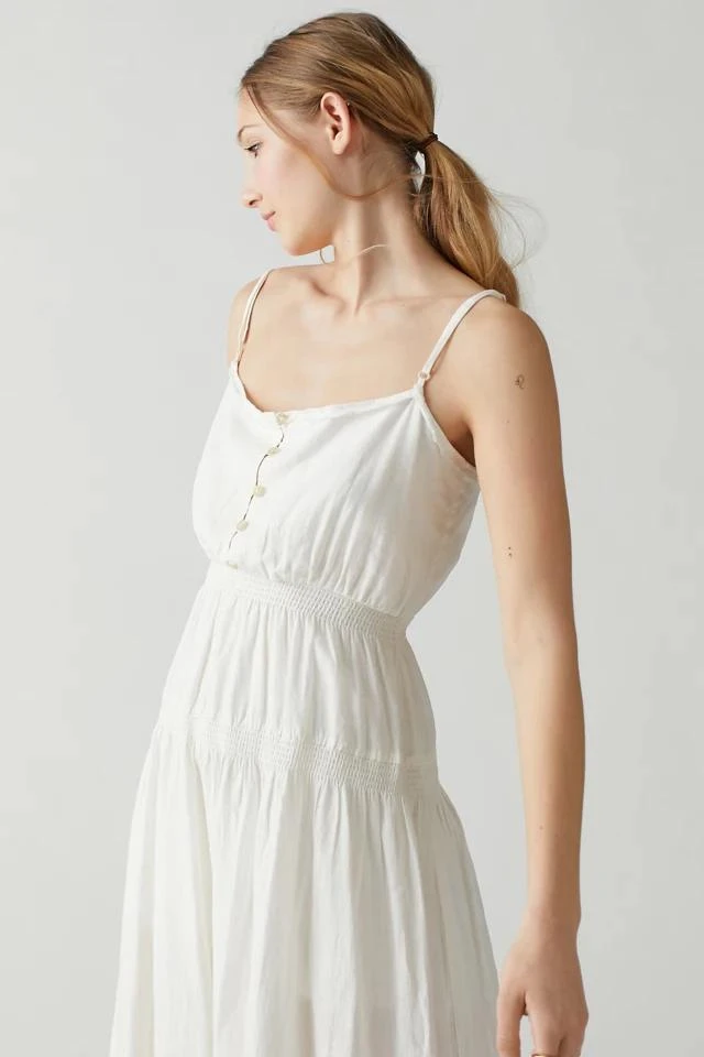 商品Urban Outfitters|UO Ella Linen Dropped-Waist Midi Dress,价格¥227,第4张图片详细描述