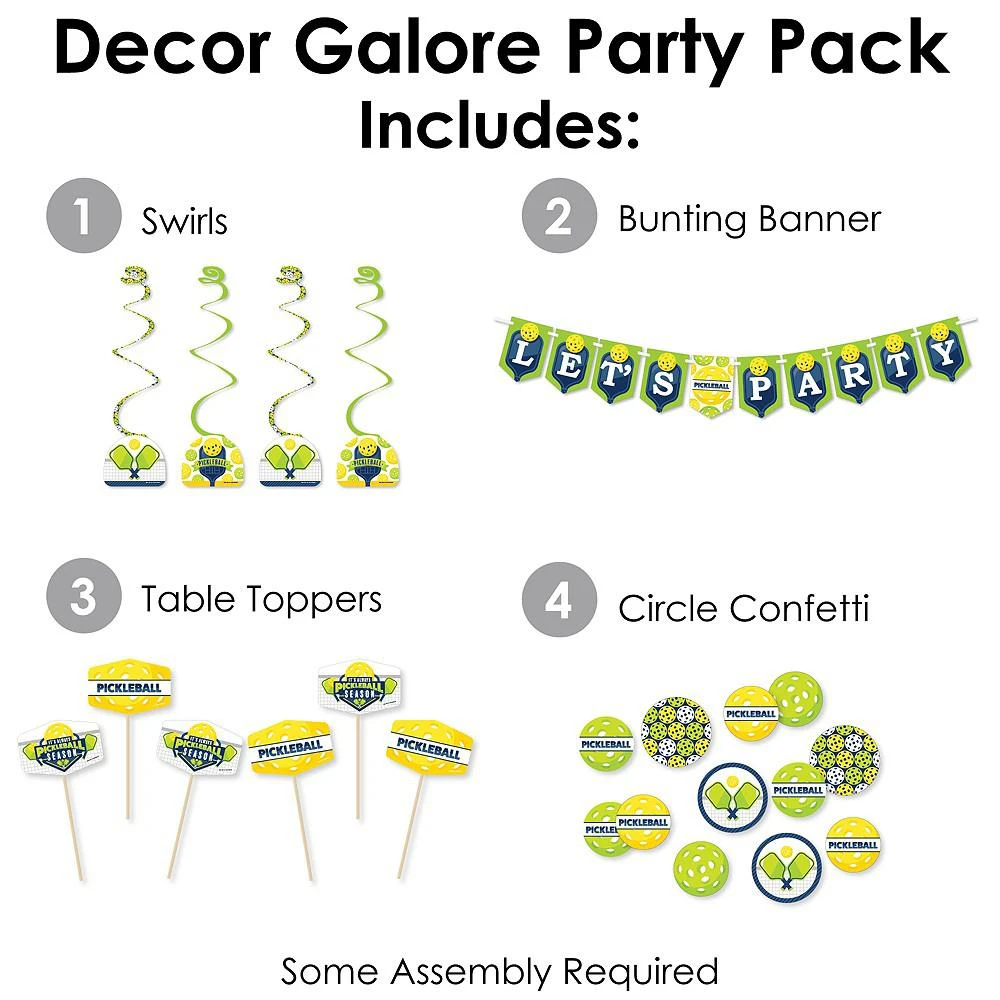 商品Big Dot of Happiness|Let’s Rally - Pickleball - Birthday or Retirement Party Supplies Decoration Kit - Decor Galore Party Pack - 51 Pieces,价格¥246,第2张图片详细描述