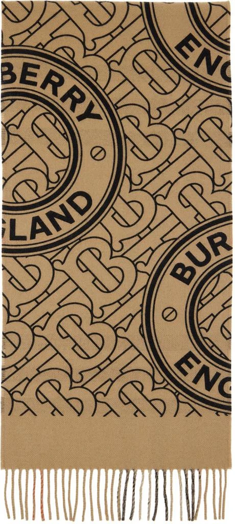 商品Burberry|驼色 Monogram & Check 双面围巾,价格¥5577,第1张图片详细描述