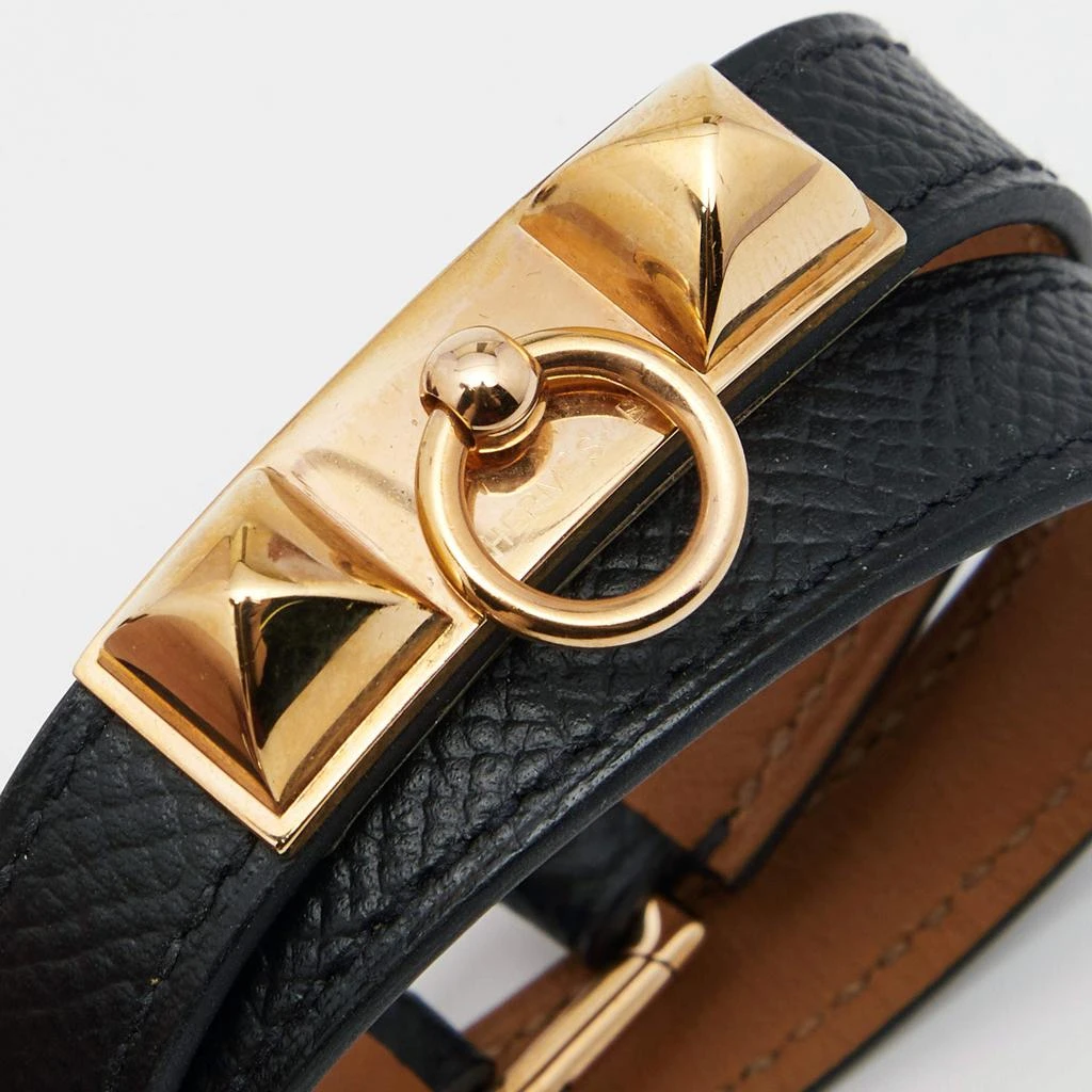 商品[二手商品] Hermes|Hermes Rivale Black Leather Double Tour Bracelet XS,价格¥3297,第2张图片详细描述