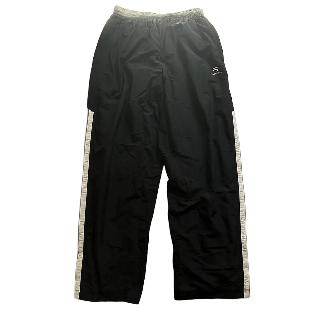商品[国内直发] Balenciaga|巴黎世家 条纹拼色松紧直筒休闲裤 常规版型 男款 黑色,价格¥6415,第1张图片