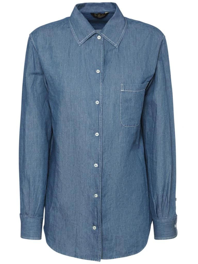 商品Loro Piana|Neo Andre Cotton & Linen Denim Shirt,价格¥6514,第1张图片