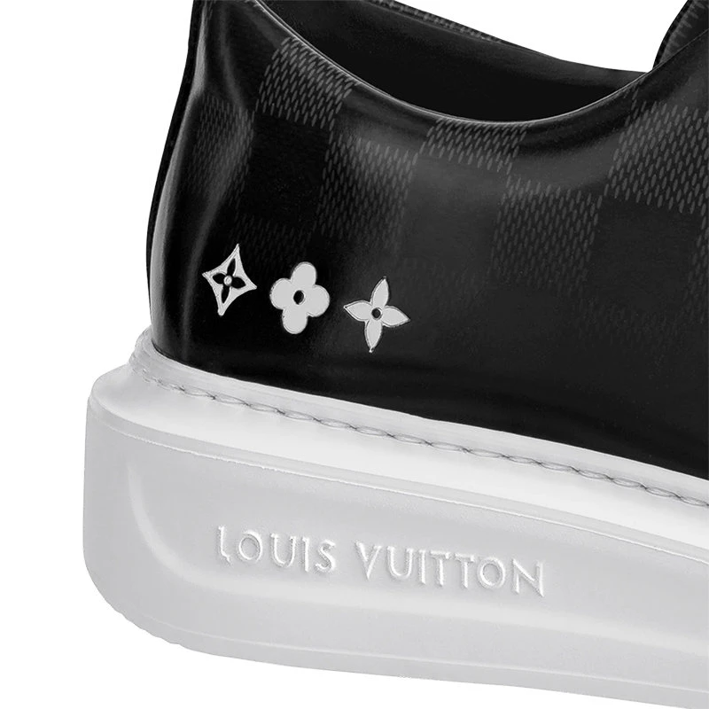 商品Louis Vuitton|预订款1个月LouisVuitton/路易威登22年早春新款BEVERLYHILLS系列��男士檀木黑色/灰色釉面帆布Damier格纹图案印花运动鞋帆布鞋1A5UFF,价格¥6305,第4张图片详细描述