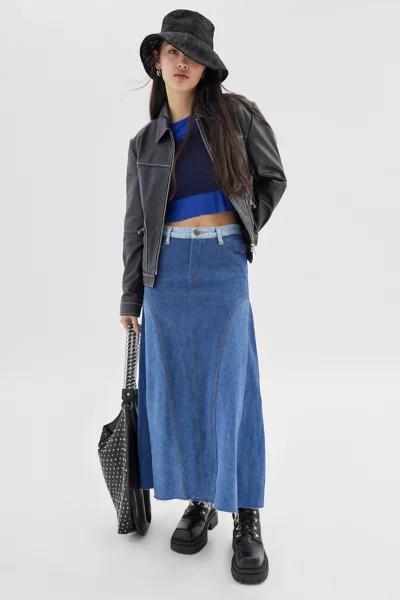 Urban Renewal Remade Denim Ruffle Maxi Skirt商品第1张图片规格展示