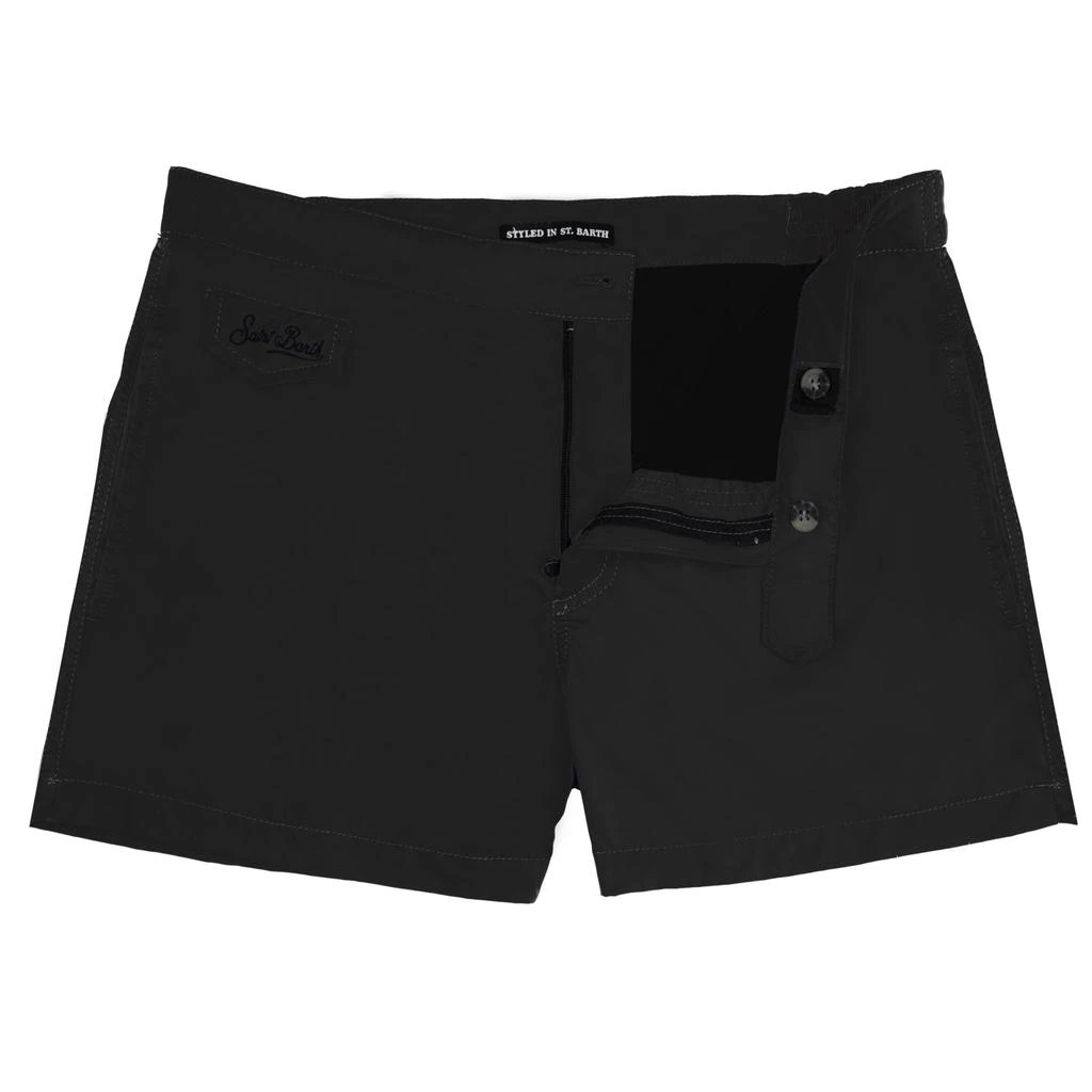 商品Mc2 Saint Barth|MC2 Saint Barth Solid Black Light Fabric Swim Shorts,价格¥1128,第1张图片