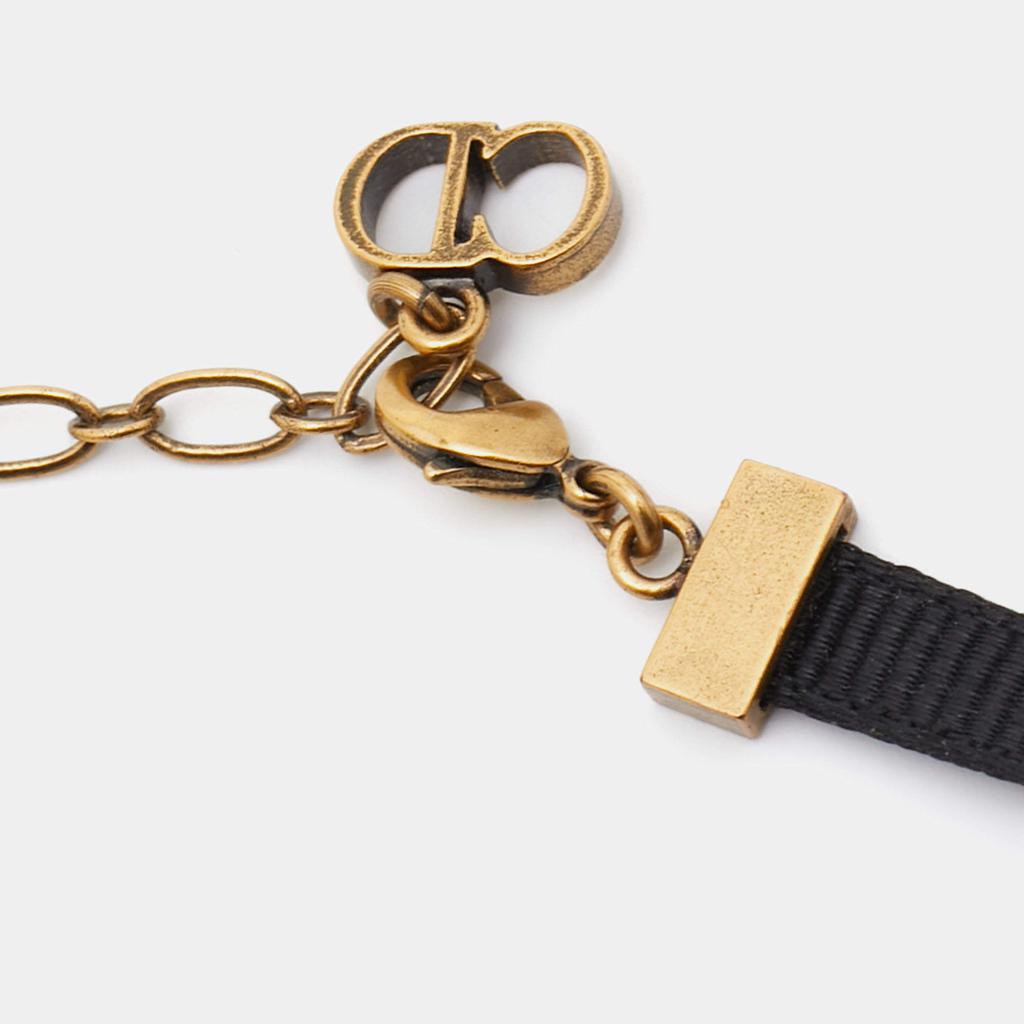 Dior Aged Gold Tone Black Ribbon Star Choker Necklace商品第4张图片规格展示