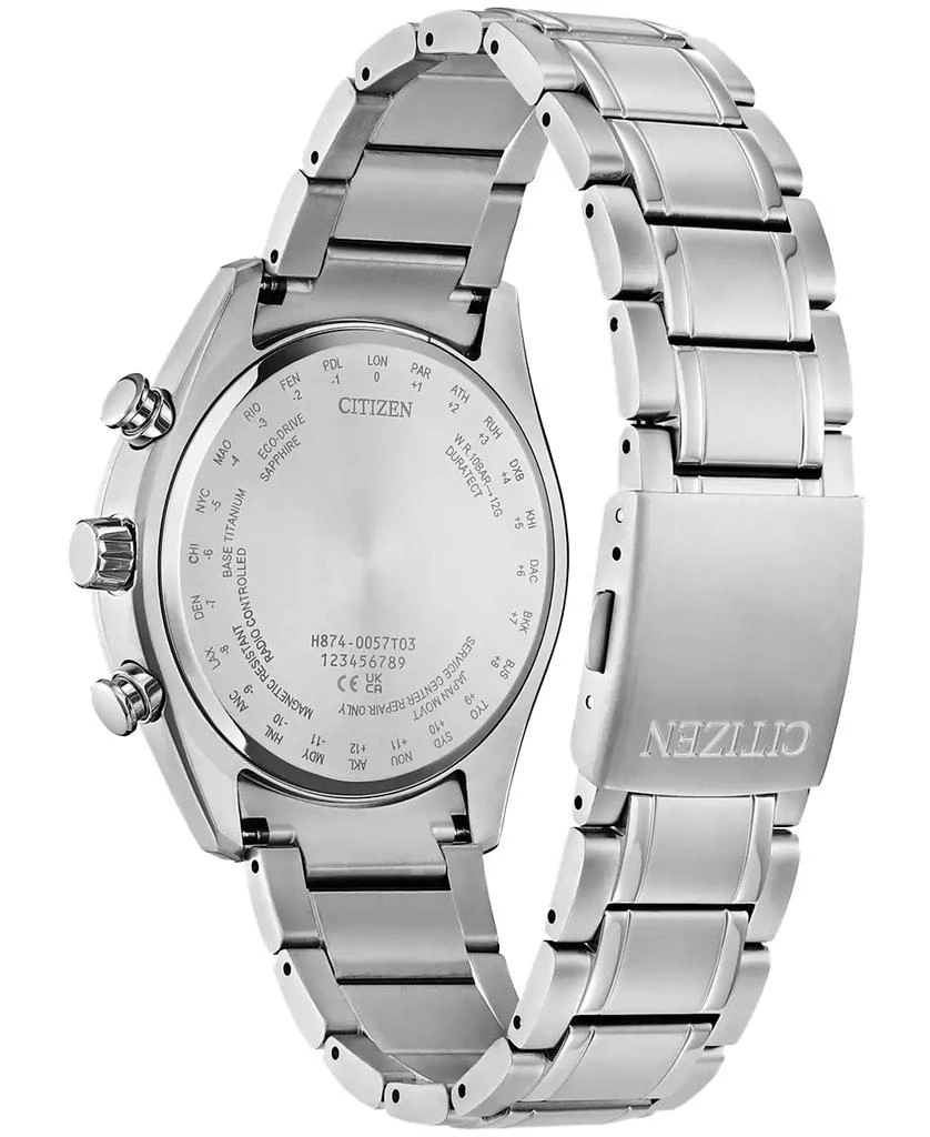 商品Citizen|Men's Tsuki-yomi A-T Chronograph Sport Luxury Eco-Drive Silver-Tone Titanium Bracelet Watch 43mm,价格¥4863,第3张图片详细描述