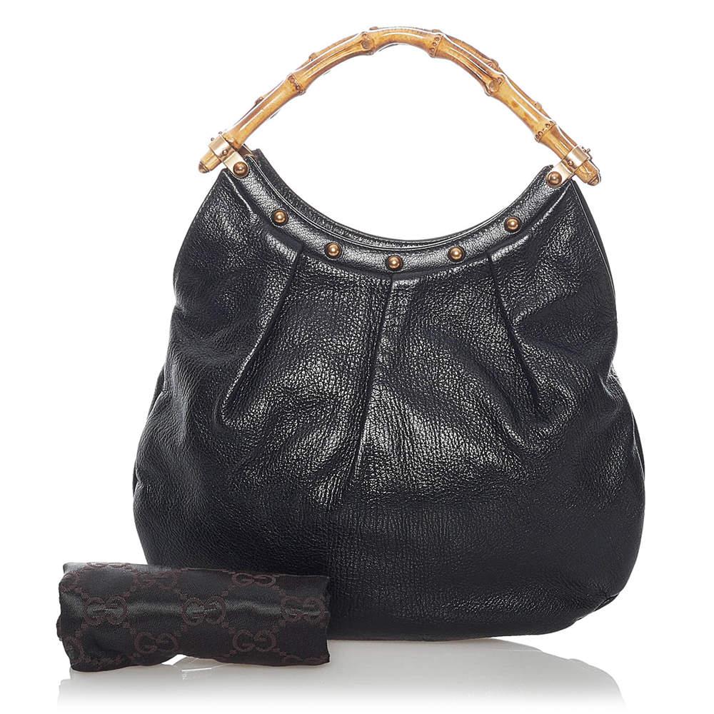 Gucci Black Bamboo Leather Handbag商品第8张图片规格展示