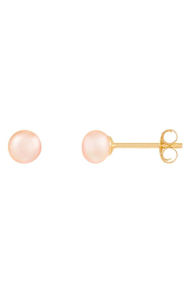 商品Splendid Pearls|14K Yellow Gold 5-5.5mm Pink Cultured Freshwater Pearl Stud Earrings,价格¥246,第2张图片详细描述