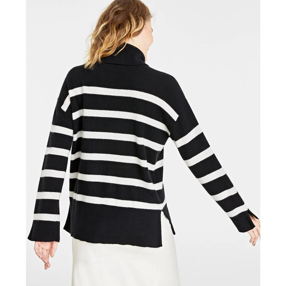 商品Charter Club|Women's 100% Cashmere Striped Turtleneck Split-Cuff Sweater, Created for Macy's,价格¥552,第2张图片详细描述