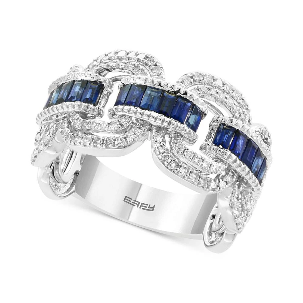 商品Effy|EFFY® Sapphire (3/4 ct. t.w.) & Diamond (3/8 ct. t.w.) Statement Ring in 14k White Gold,价格¥8944,第1张图片