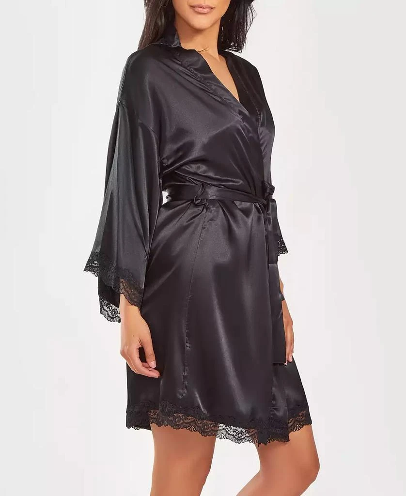 商品iCollection|Women's Silky Laced Trim Short Robe,价格¥432,第3张图片详细描述