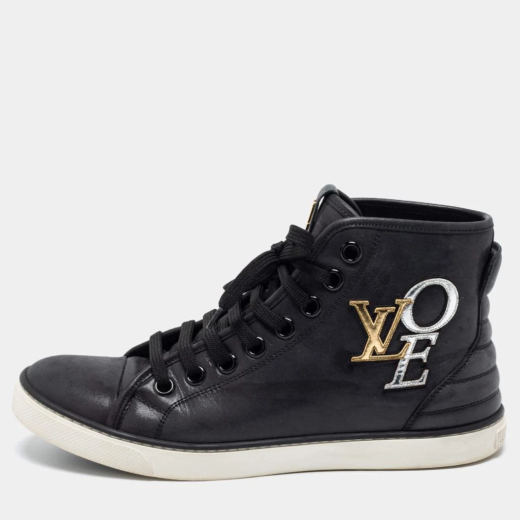 商品[二手商品] Louis Vuitton|Louis Vuitton Black  Leather Love  Embossed High-Top Sneakers Size 37.5,价格¥2901,第1张图片