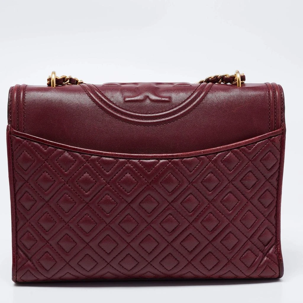 商品[二手商品] Tory Burch|Tory Burch Burgundy Quilted Leather Large Fleming Shoulder Bag,价格¥1541,第4张图片详细描述