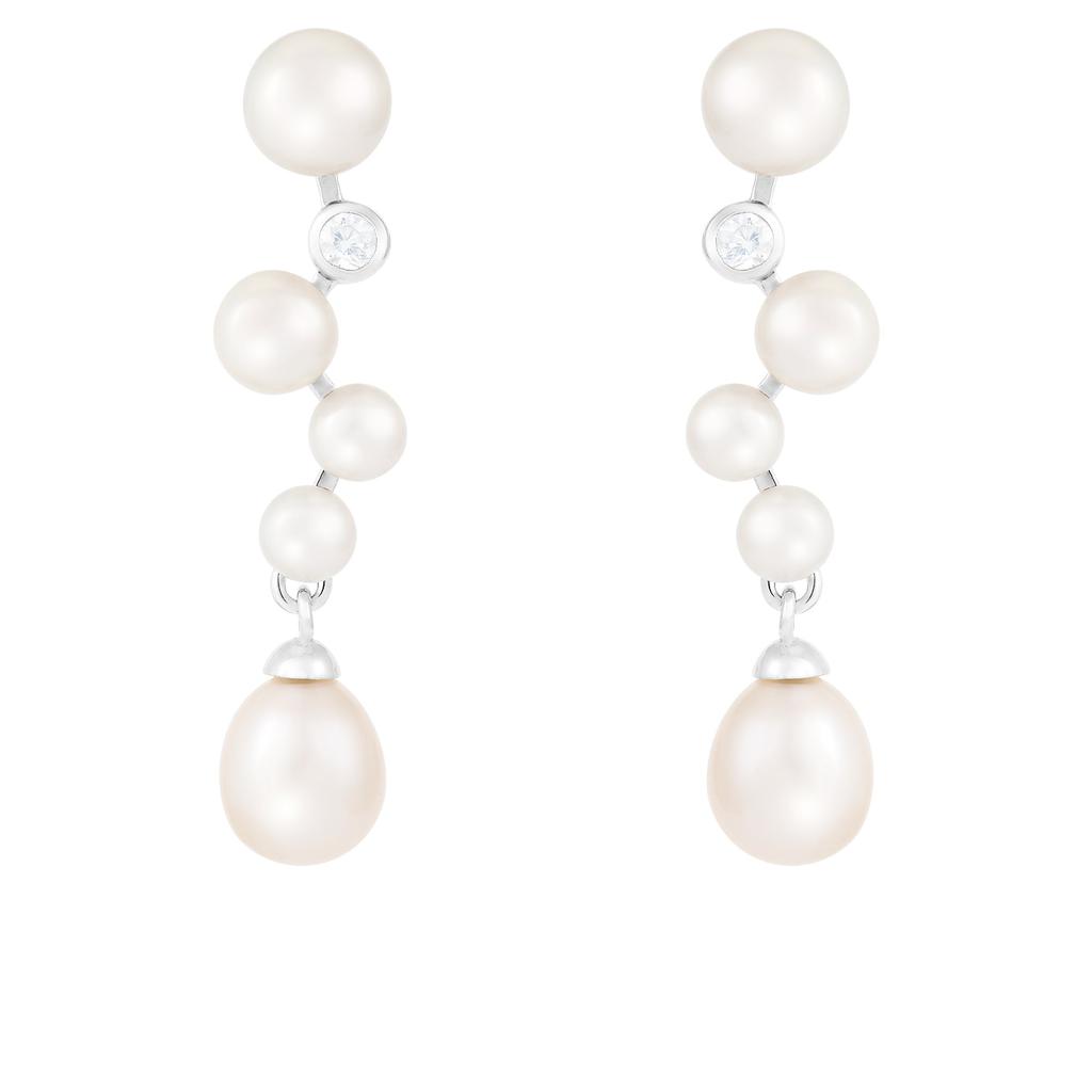 Sterling Silver Triple Pearl Earrings商品第1张图片规格展示