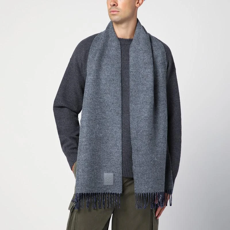 商品Loewe|Grey/blue wool and cashmere scarf,价格¥2884,第2张图片详细描述