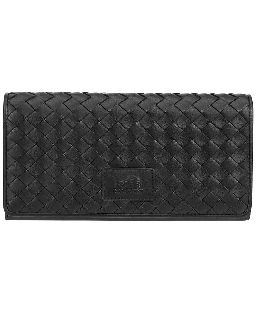 商品Mancini Leather Goods|Women's Basket Weave Collection RFID Secure Trifold Wallet,价格¥810,第1张图片