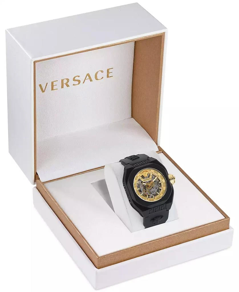 商品Versace|Men's Swiss Automatic V-Legend Skeleton Black Rubber Strap Watch 42mm,价格¥16416,第4张图片详细描述