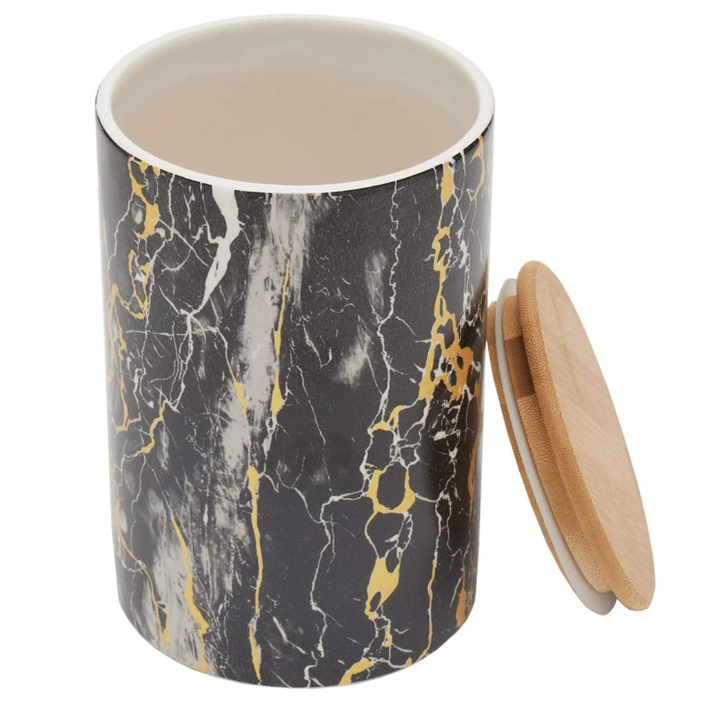 商品Home Basics|Home Basics Marble Like Large Ceramic Canister with Bamboo Top, Black,价格¥135,第2张图片详细描述