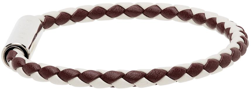 White & Burgundy Braided Bracelet商品第3张图片规格展示