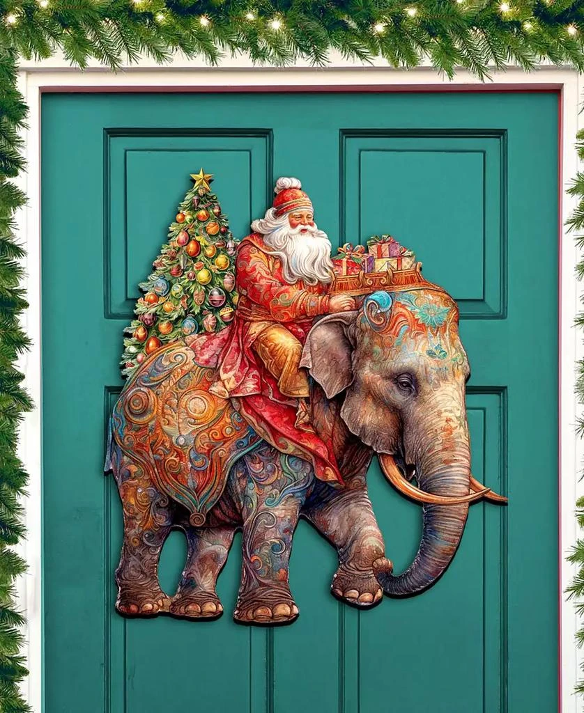 商品Designocracy|Santa on Elephant Christmas Wooden Door Decor Wall Decor G. DeBrekht,价格¥1099,第3张图片详细描述