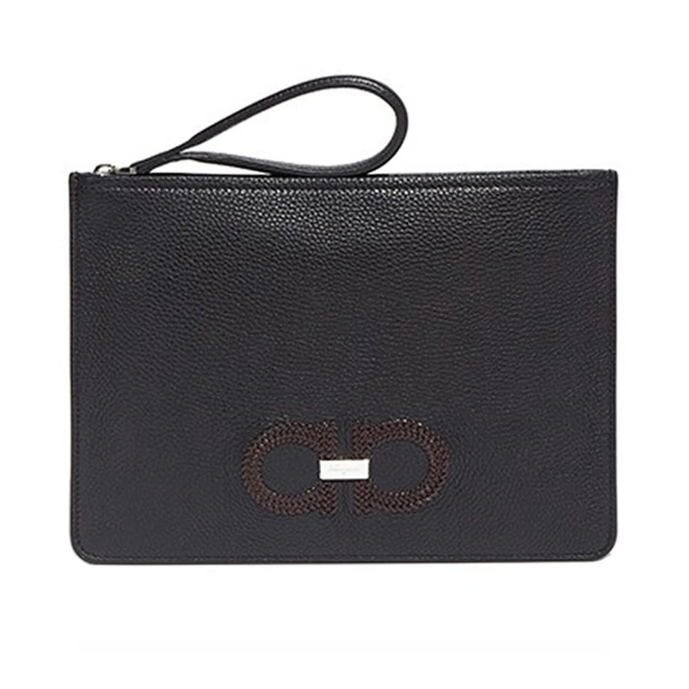 Salvatore Ferragamo 菲拉格慕 男士黑色拉链手拿包 24-A111-704475 商品