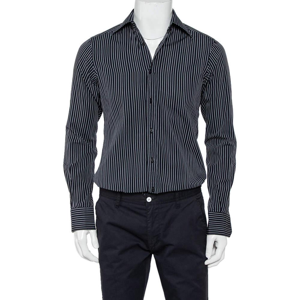 Gucci Black Striped Cotton Button Front Shirt S商品第1张图片规格展示