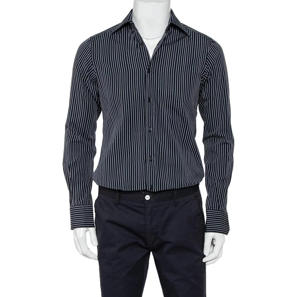 商品[二手商品] Gucci|Gucci Black Striped Cotton Button Front Shirt S,价格¥1030,第1张图片