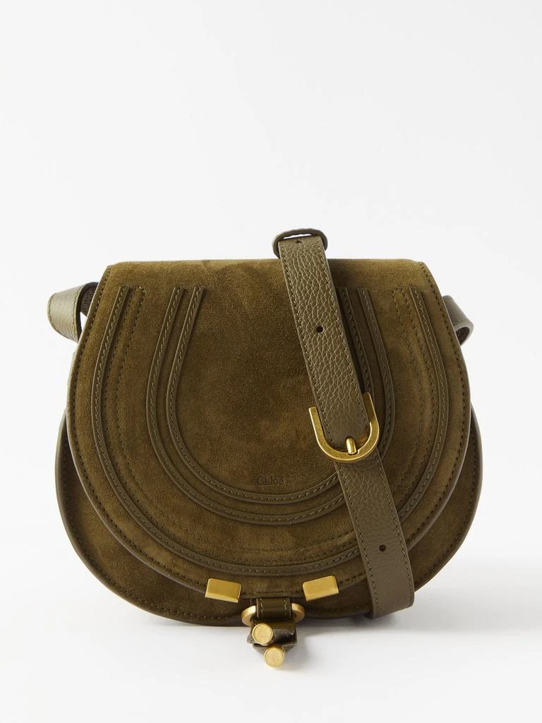 商品Chloé|Marcie mini suede and leather cross-body bag,价格¥6608,第1张图片