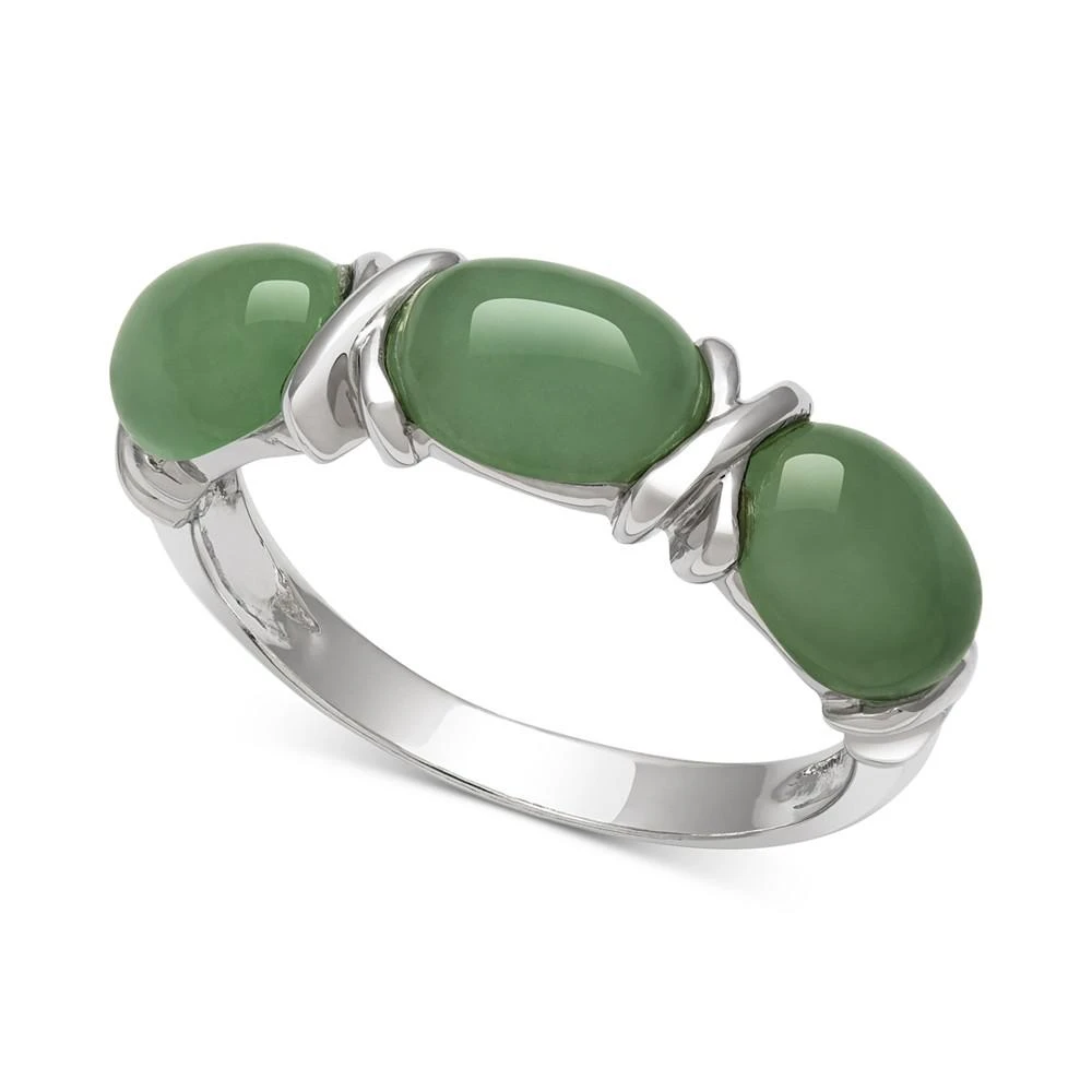 商品Macy's|Dyed Jade  (5mm x 7mm) Ring in Sterling Silver,价格¥1861,第1张图片