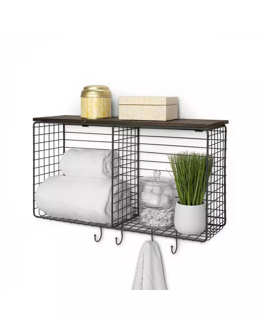 商品Spectrum|Vintage-like Living Wall Mount Cube Hook Station with Wood Shelf,价格¥623,第4张图片详细描述