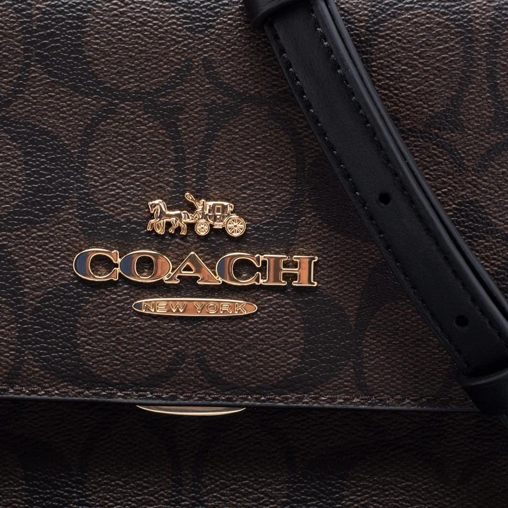 商品[二手商品] Coach|Coach Brown/Black Signature Canvas and Leather Brynn Flap Crossbody Bag,价格¥2630,第5张图片详细描述