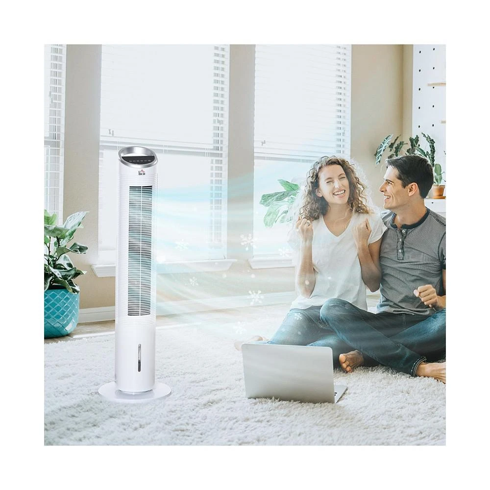 商品HOMCOM|Portable Oscillation Standing Floor Fan w/ Ice Box, Humidifier, White,价格¥965,第3张图片详细描述