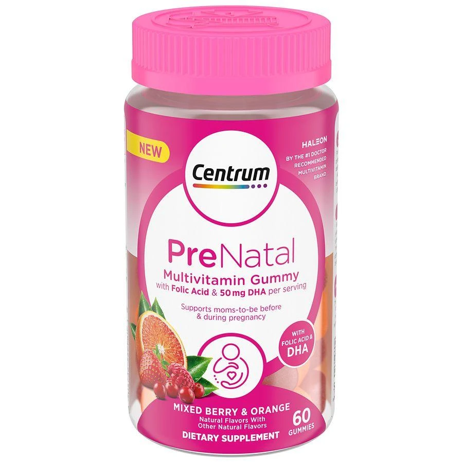 商品Centrum|Prenatal Multivitamin Gummies with Folic Acid and DHA Mixed Berry & Orange,价格¥86,第1张图片