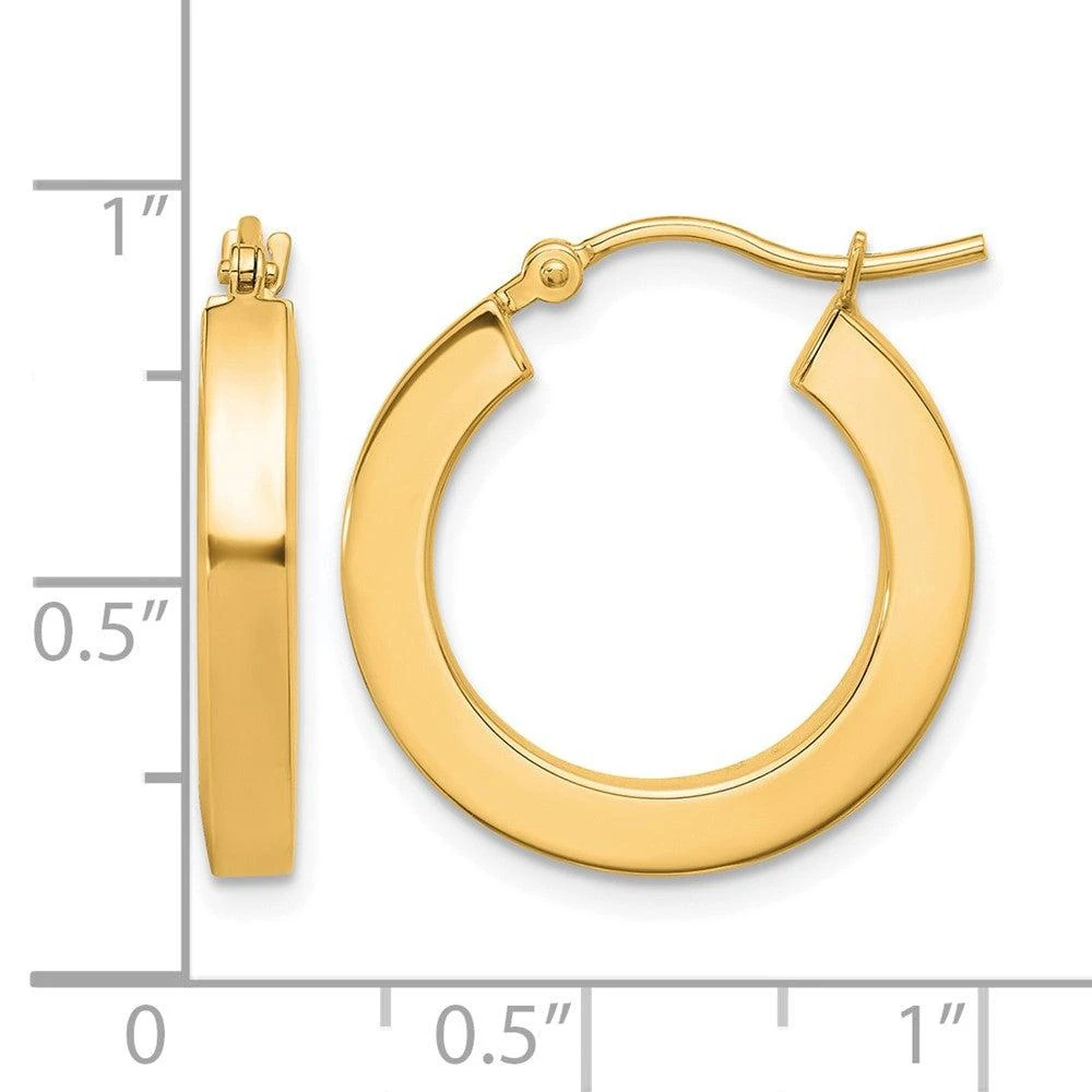 商品Diamond2Deal|14k Gold 3mm Square Shape Tube Hoop Earrings,价格¥5115,第5张图片详细描述