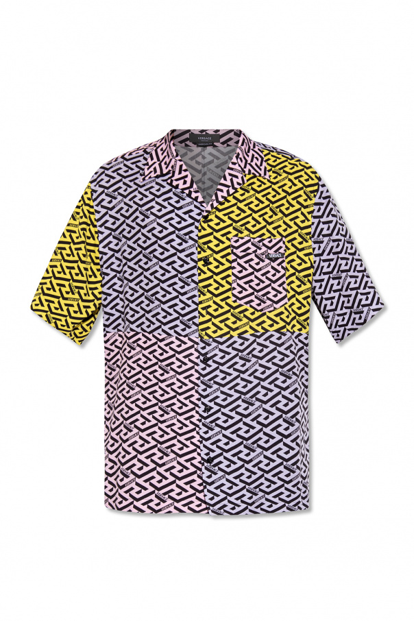 VERSACE 男士拼色图案短袖衬衫 1003928-1A02838-5L230商品第1张图片规格展示