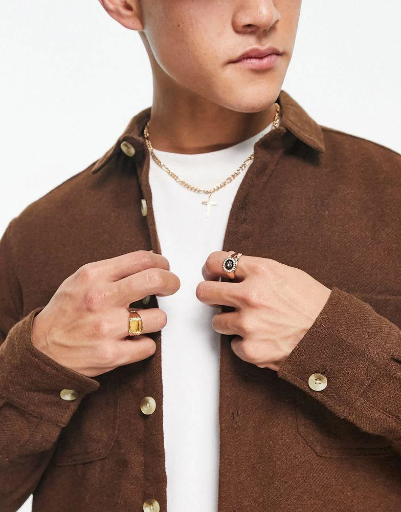 商品ASOS|ASOS DESIGN wool mix shacket in mid brown,价格¥241,第3张图片详细描述